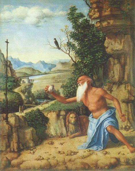 CIMA da Conegliano Hieronymus in einer Landschaft oil painting image